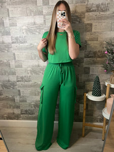 Statement Green Top & Pants Set