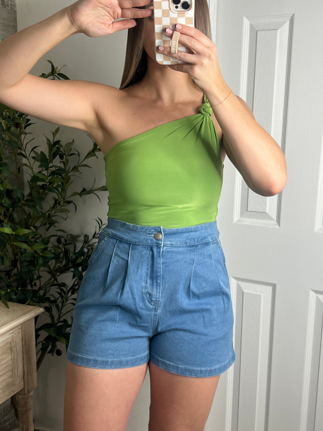 Neon Twist One Shoulder Top