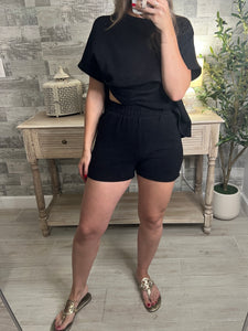 Cotton Slub Shorts Black
