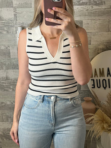 RESTOCK Aislyn Black/White Striped Top