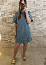 Load image into Gallery viewer, Tidal Washed Denim Shift Mini Dress
