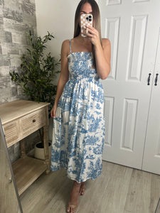 Printed Poetry Midi Dress Blue