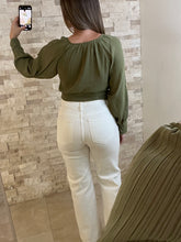 Load image into Gallery viewer, Central Park Olive Pleated Blouse
