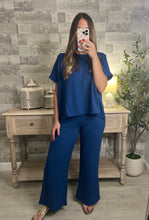 Load image into Gallery viewer, Cotton Slub Top &amp; Pants Set Blue
