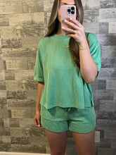 Load image into Gallery viewer, RESTOCK Palm Green Coastal Comfort Top &amp; Shorts Set
