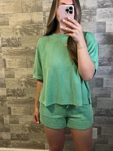 RESTOCK Palm Green Coastal Comfort Top & Shorts Set