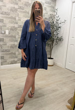 Load image into Gallery viewer, Celeste Denim Blue Linen Dress
