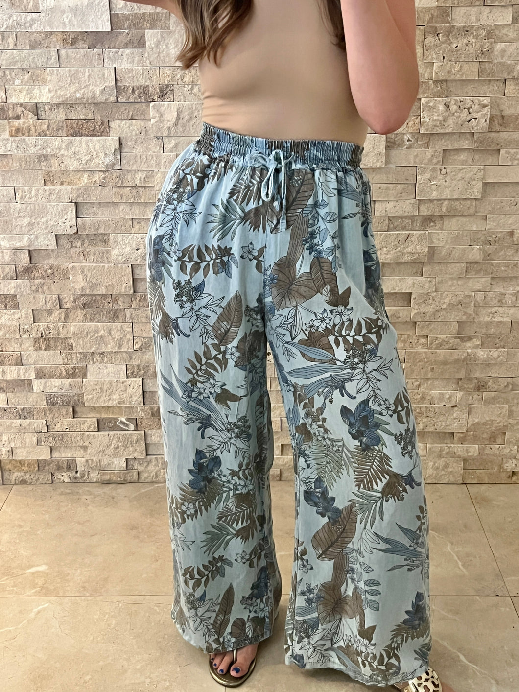 Euro High Waisted Pants Floral