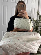 Load image into Gallery viewer, Cherry Ditsy Quilted Cosmetic Pouch Bag
