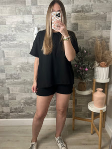 Midnight Black Top & Shorts Set