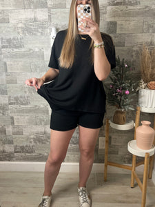 Midnight Black Top & Shorts Set