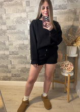 Load image into Gallery viewer, On The Go Black Sweatshirt &amp; Shorts Set
