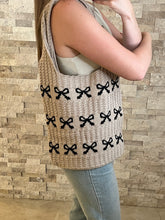 Load image into Gallery viewer, Ribbon Bow Knitted Tote Bag
