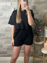 Load image into Gallery viewer, Midnight Black Top &amp; Shorts Set
