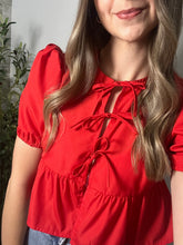 Load image into Gallery viewer, Blushing Red Holiday Top
