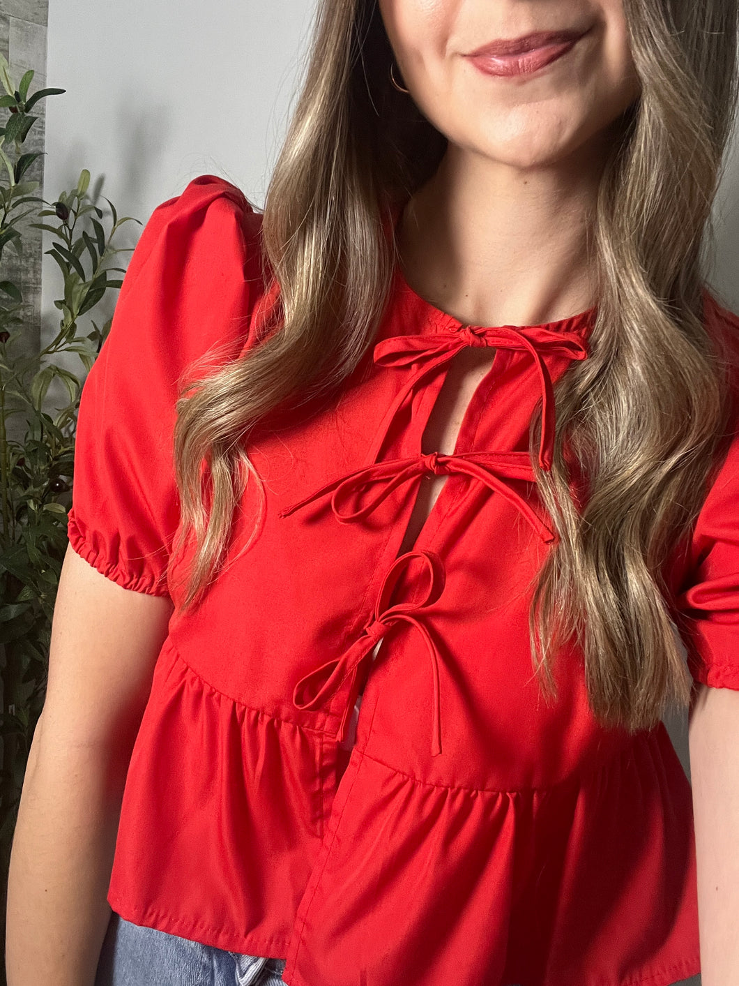 Blushing Red Holiday Top