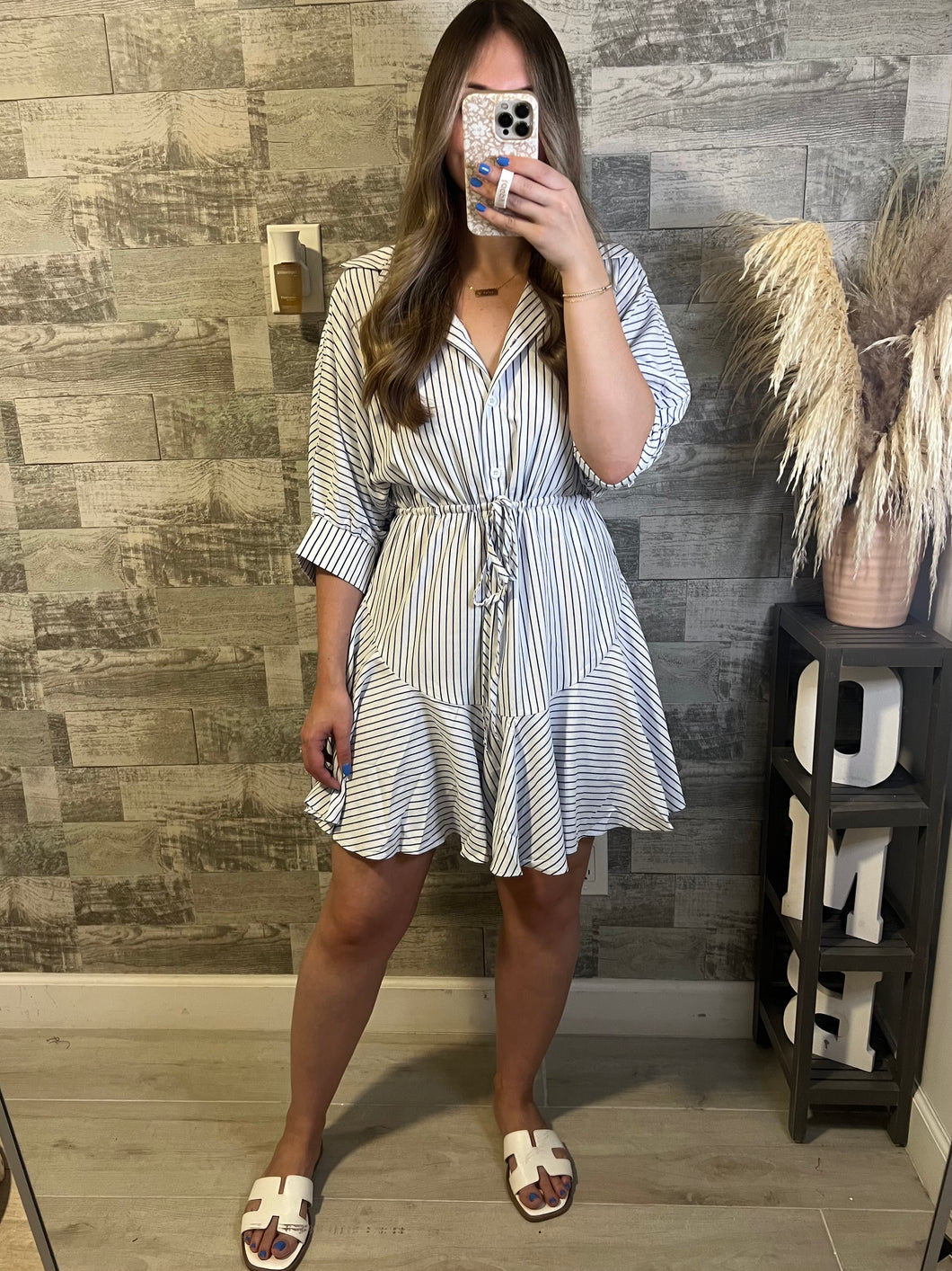 Italian Summer White Navy Dress