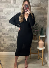 Load image into Gallery viewer, Aspen Dolman Sleeve Black Dress
