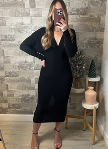 Aspen Dolman Sleeve Black Dress