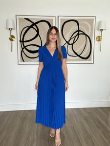 British Pleated Maxi Dress