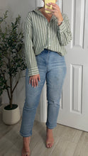 Load image into Gallery viewer, Matcha Espresso Striped Button Down Top
