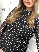 Load image into Gallery viewer, Date Night Mock Neck Mesh Top
