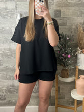 Load image into Gallery viewer, Midnight Black Top &amp; Shorts Set
