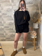 Load image into Gallery viewer, On The Go Black Sweatshirt &amp; Shorts Set
