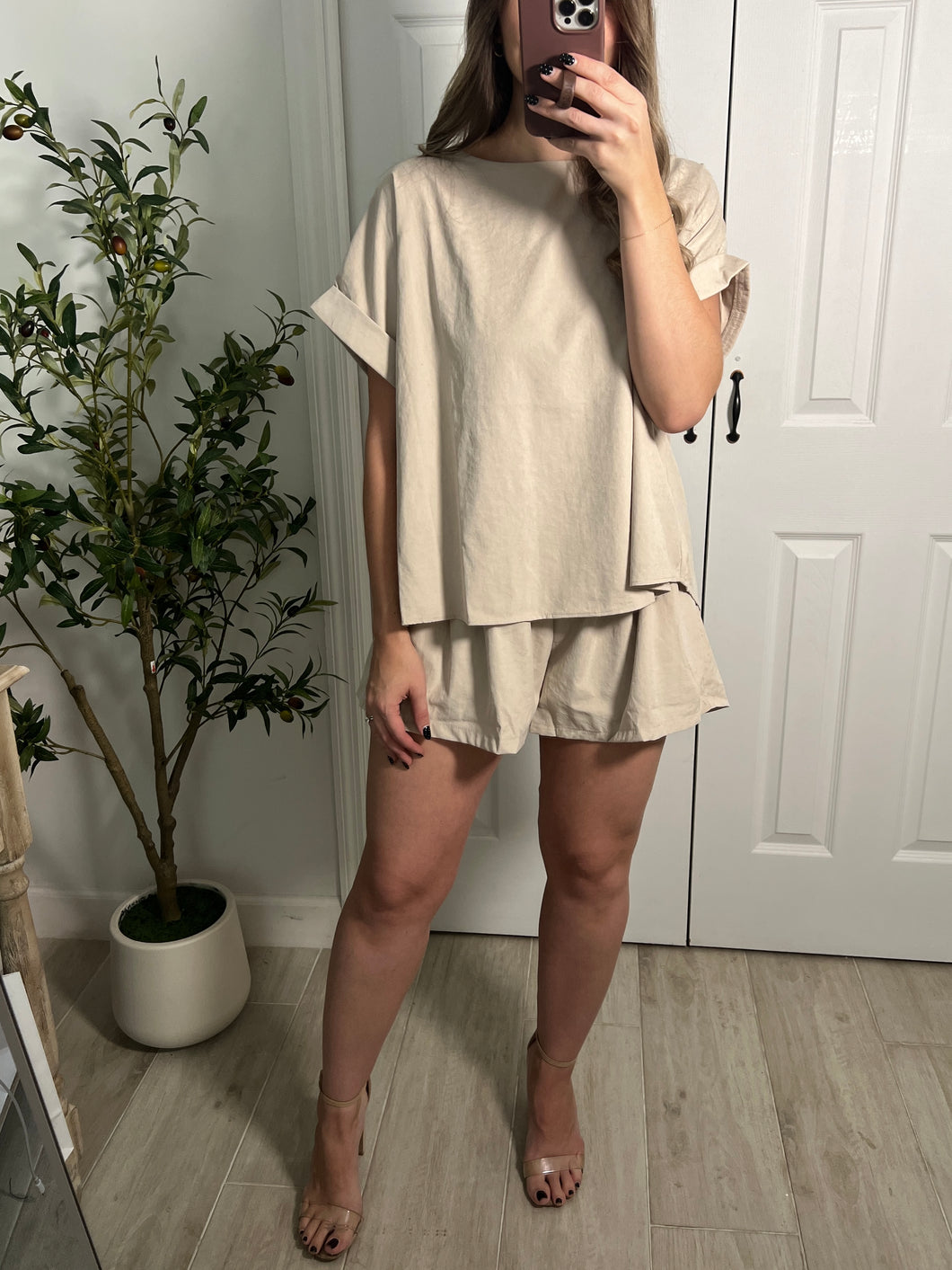 Nudist Top & Shorts Set