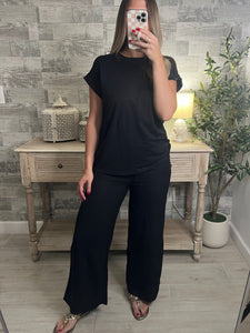 Sand Black High Waisted Pants