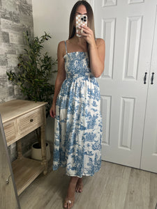 Printed Poetry Midi Dress Blue