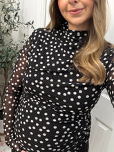 Load image into Gallery viewer, Date Night Mock Neck Mesh Top
