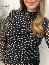 Load image into Gallery viewer, Date Night Mock Neck Mesh Top
