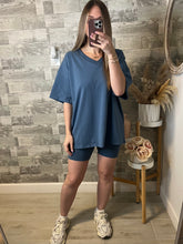 Load image into Gallery viewer, Dusty Blue Cotton &amp; Biker Shorts Set
