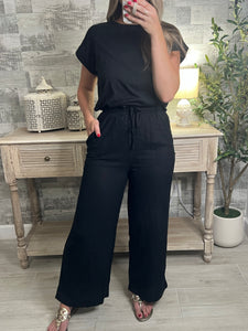 Sand Black High Waisted Pants