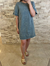 Load image into Gallery viewer, Tidal Washed Denim Shift Mini Dress
