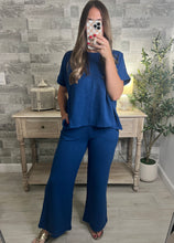 Load image into Gallery viewer, Cotton Slub Top &amp; Pants Set Blue
