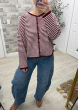 Load image into Gallery viewer, Wine of a Time Stripe Cardigan Top
