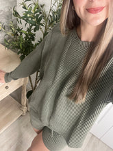 Load image into Gallery viewer, Ribbed Top &amp; Shorts Set Olive
