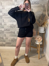 Load image into Gallery viewer, On The Go Black Sweatshirt &amp; Shorts Set
