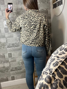 Carol Denim Jacket Cheetah Print