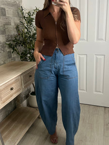 Shanequa Knit Zip Up Top