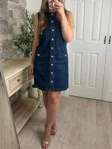 Helga Gold Button Mini Dress