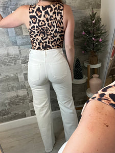 RESTOCK Risen High Waisted White Jeans