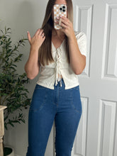 Load image into Gallery viewer, Eyelet Front Tie White Top
