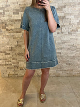 Load image into Gallery viewer, Tidal Washed Denim Shift Mini Dress
