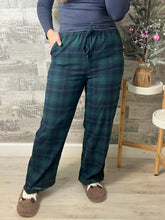 Load image into Gallery viewer, Green/Navy Plaid Pajama Pants
