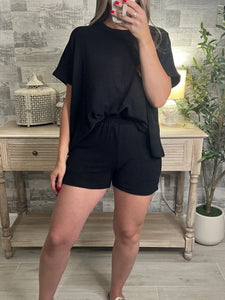 Cotton Slub Shorts Black