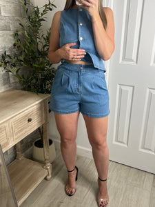 Indigo Stretch Denim Shorts