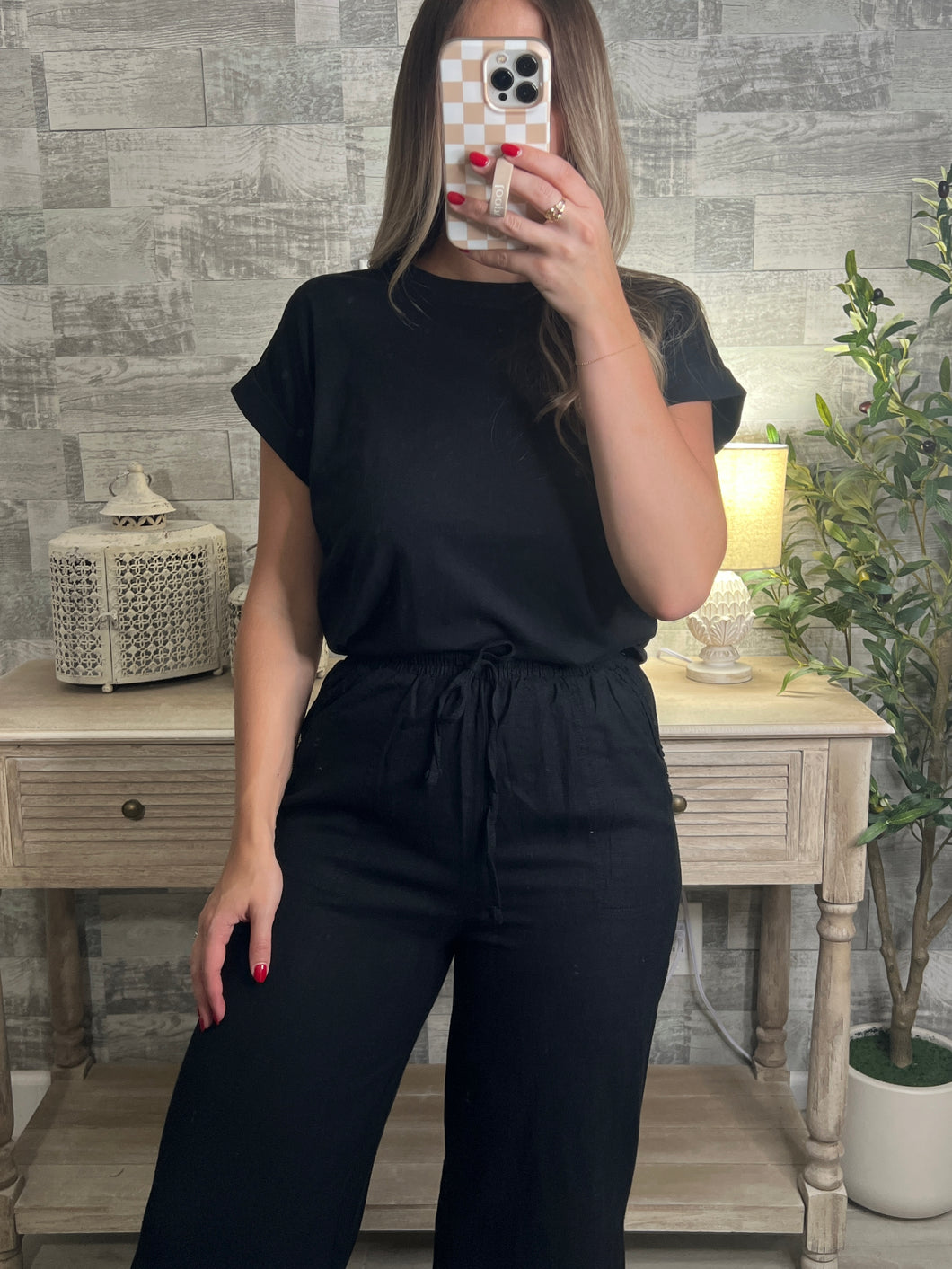 Cotton Folded Sleeve Basic Tee